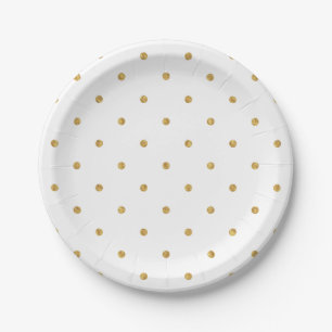 Gold Sparkle Polka Dot Paper Plate