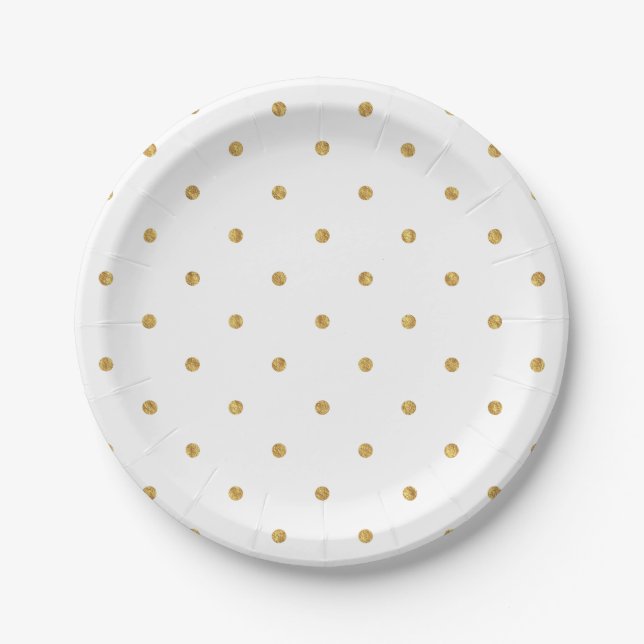 Gold Sparkle Polka Dot Paper Plate (Front)