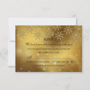 Gold Sparkle Snowflake Christmas Holiday RSVP