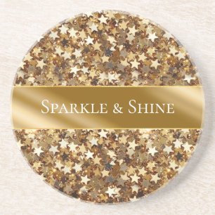 Gold Sparkle Stars Coaster