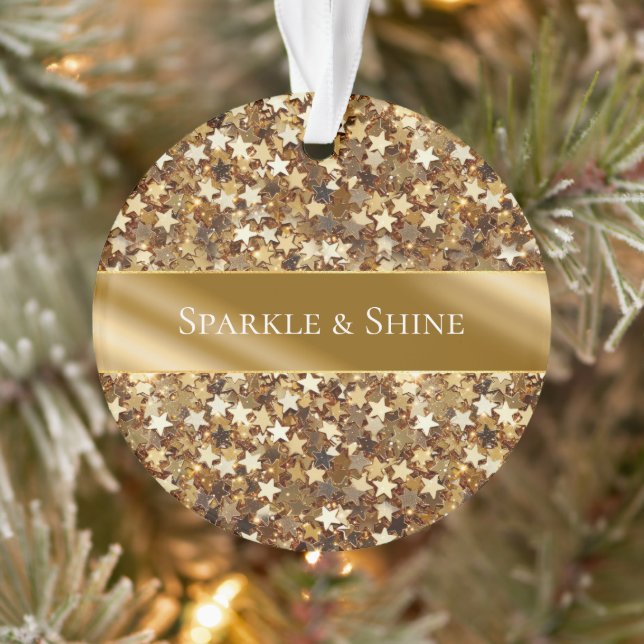 Gold Sparkle Stars Ornament (Tree)