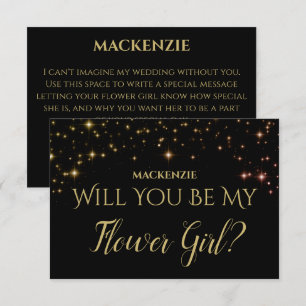 Gold Sparkle Stars Will You Be My Flower Girl Card
