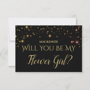 Gold Sparkle Stars Will You Be My Flower Girl Card