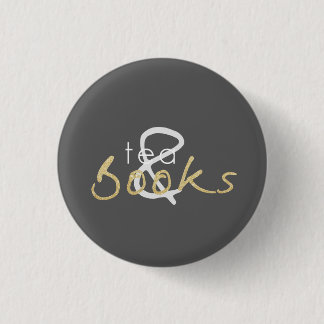 Gold Sparkle Tea and Books Button