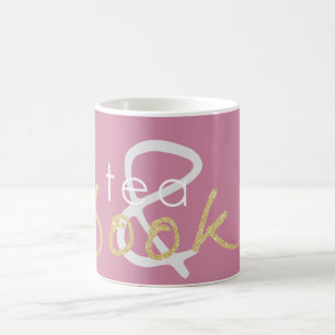 Gold Sparkle Tea and Books Coffee Mug