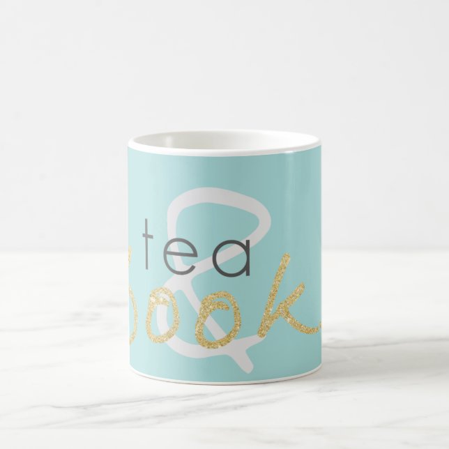 Gold Sparkle Tea and Books Coffee Mug (Center)