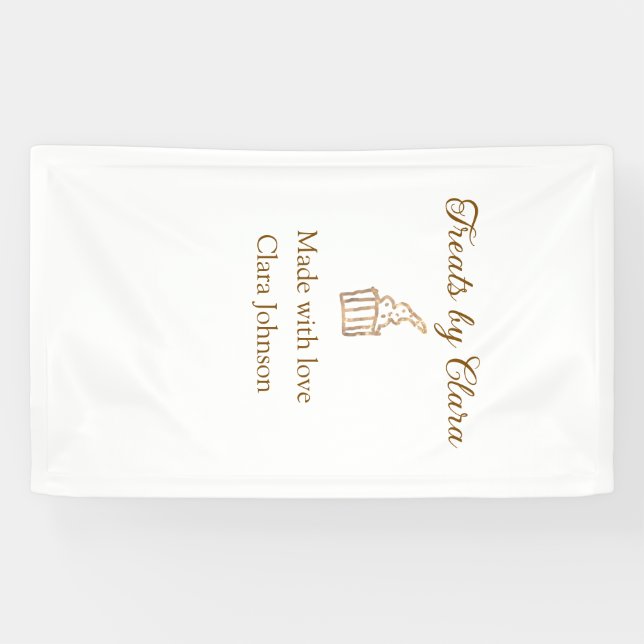 Gold sparkle treats bakery made with love add name banner (Horizontal)