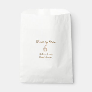 Gold sparkle treats bakery made with love add name favour bag