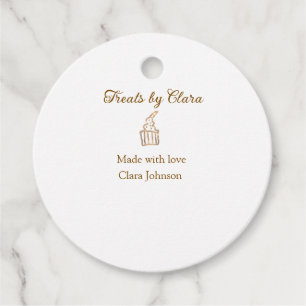Gold sparkle treats bakery made with love add name favour tags