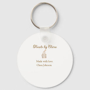 Gold sparkle treats bakery made with love add name key ring