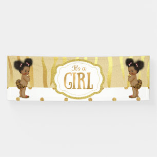 Gold Sparkle Zebra Print Vintage Baby Shower Banne Banner