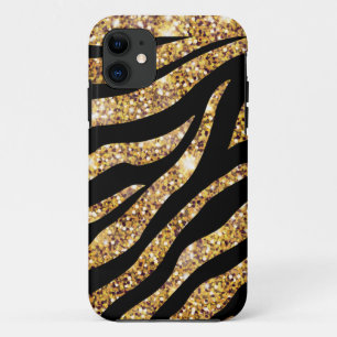 Gold Sparkle Zebra Stripe iPhone 11 Case