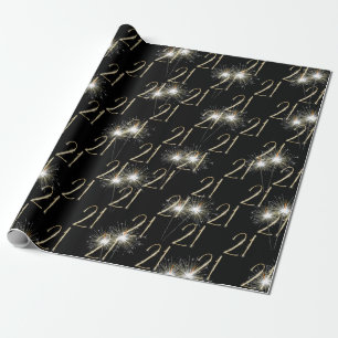 Gold Sparklers for 21st Birthday   Wrapping Paper