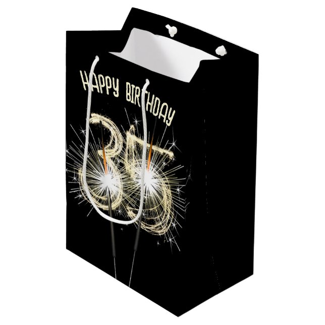 Gold Sparklers for 35th Birthday  Medium Gift Bag (Front Angled)