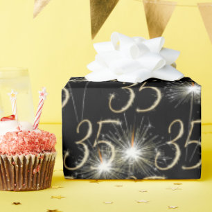 Gold Sparklers for 35th Birthday   Wrapping Paper