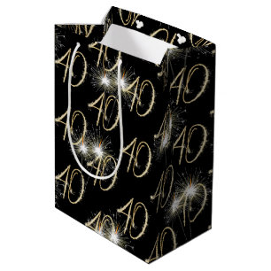 Gold Sparklers for 40th Birthday  Medium Gift Bag