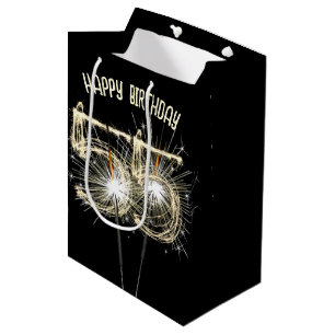 Gold Sparklers for 55th Birthday  Medium Gift Bag