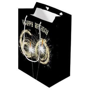 Gold Sparklers for 60th Birthday  Medium Gift Bag
