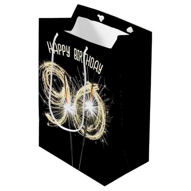 Gold Sparklers for 90th Birthday  Medium Gift Bag (Front Angled)
