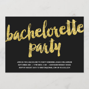 Gold Sparkles Glitter Look Bachelorette Party Invitation