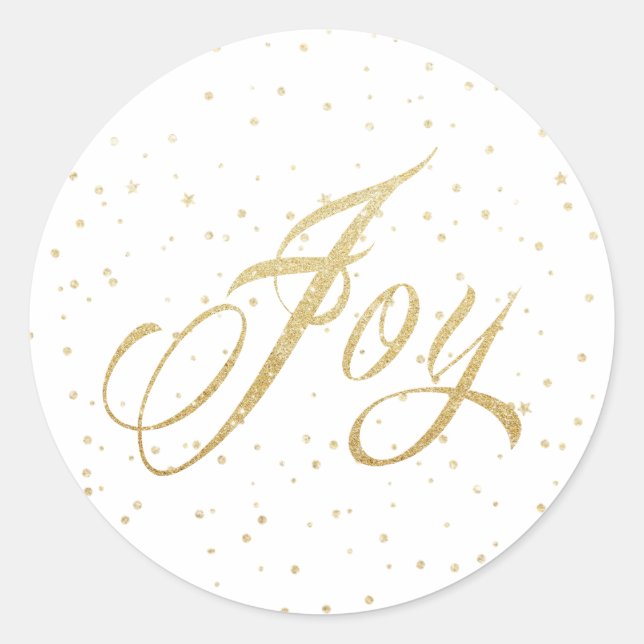 Gold Sparkles Joy Christmas Holidays Stickers (Front)