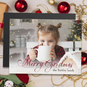 Gold Sparkles Merry Christmas Calligraphy Photo