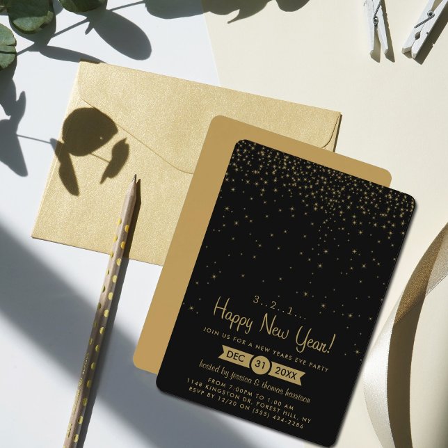 Gold Sparkles New Years Eve Party Invitation (Creator Uploaded)