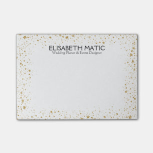 Gold Sparkles & Stars Frame Post-it Notes
