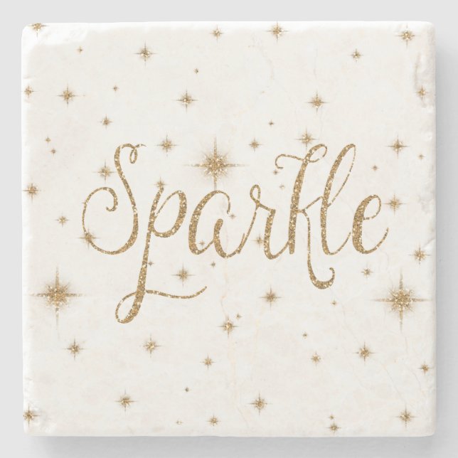 Gold Sparkles Stone Coaster (Front)