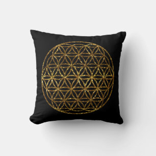 Gold Sparkling Flower of Life Cushion