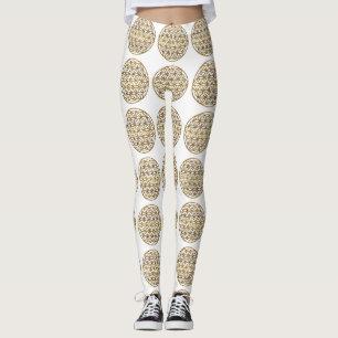 Gold Sparkling Flower of Life Leggings