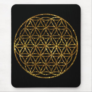 Gold Sparkling Flower of Life   scared geometry    Mouse Pad