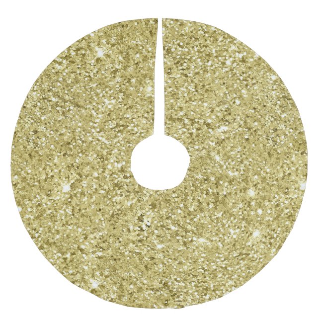 Gold Sparkling Glitter         Brushed Polyester Tree Skirt (Front)