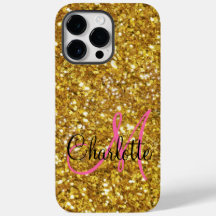 Gold sparkling glitter monogrammed   