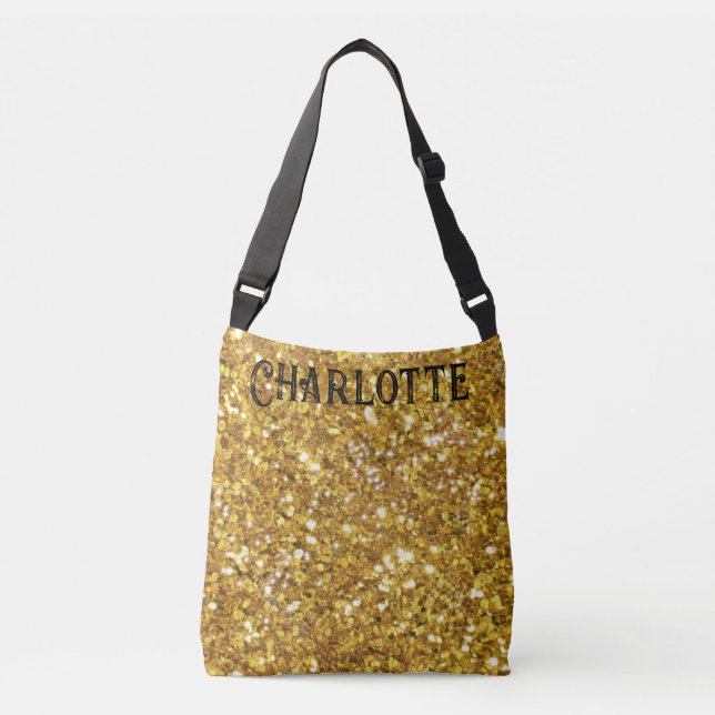 Gold sparkling glitter pattern     crossbody bag (Front)