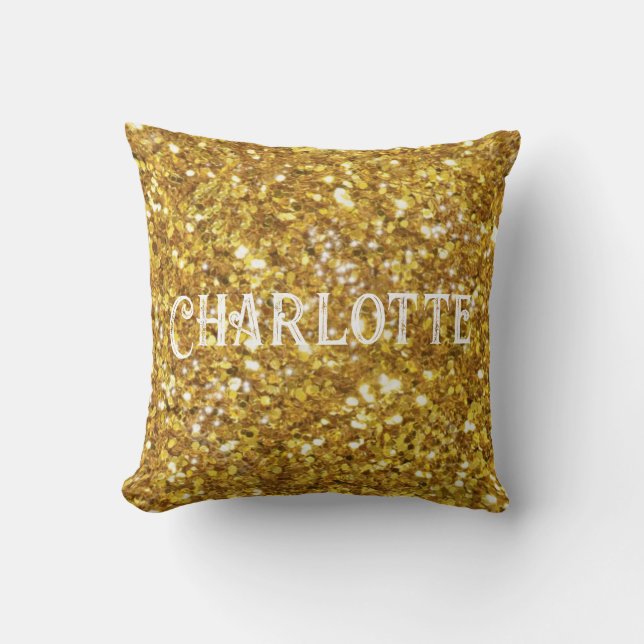 Gold sparkling glitter pattern     cushion (Front)