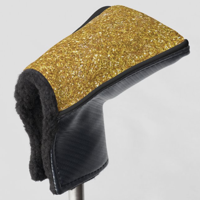 Gold sparkling glitter pattern          golf head cover (3/4 Front)