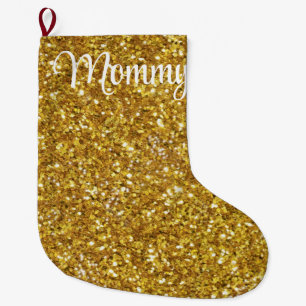 Gold sparkling glitter pattern              large christmas stocking