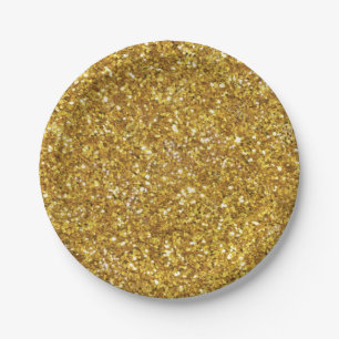 Gold sparkling glitter pattern paper plate