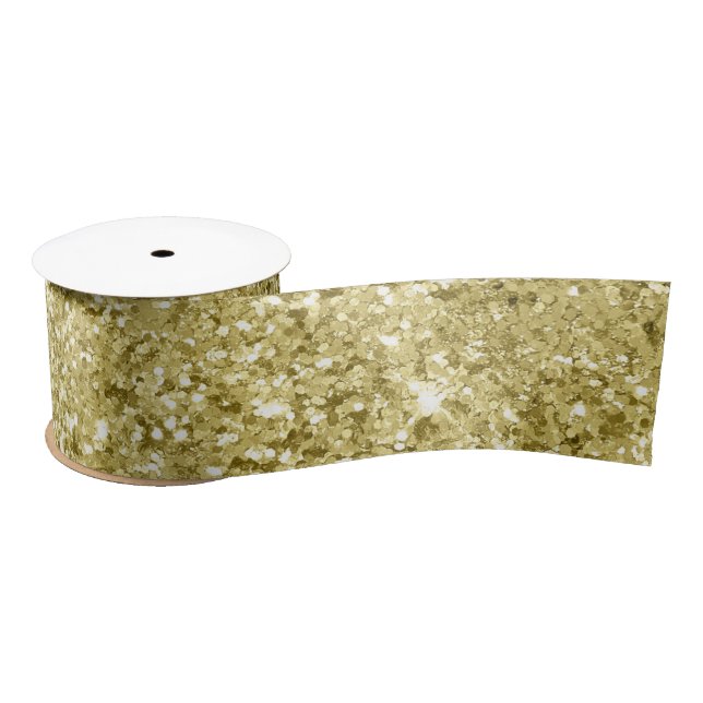 Gold Sparkling Glitter    Satin Ribbon (Spool)