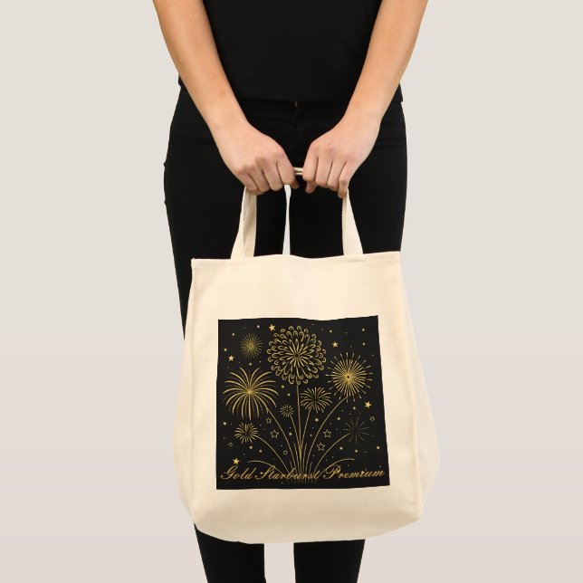 Gold Sparkling Grocery Tote Bag (Front (Product))