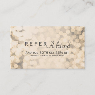 Gold Sparkling Lights REFER A FRIEND Client Card