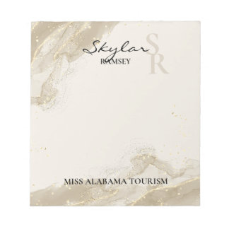 Gold Sparkling Sand Monogram Pageant Notepad
