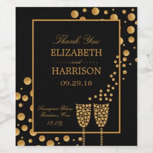 Gold Sparkling Wine Bubbles Engagement Party Label