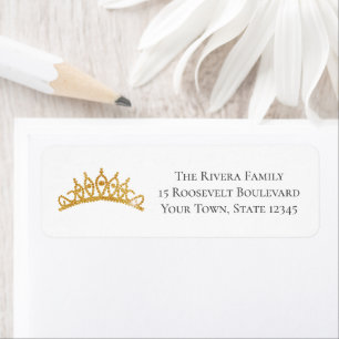 Gold Sparkly Crown Return Address Label