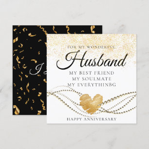 Gold Sparkly Husband Wedding Anniversary Card
