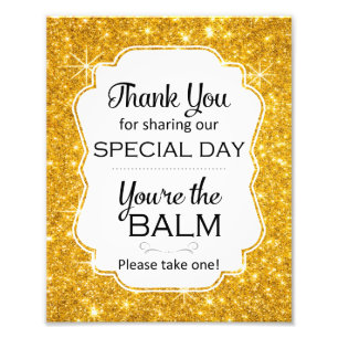 Gold Sparkly Lip Balm Favours Wedding Shower Sign