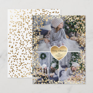 Gold Sparkly Photo Merry Christmas Holiday Card