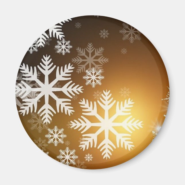 Gold Sparkly Snowflakes Magnet (Front)