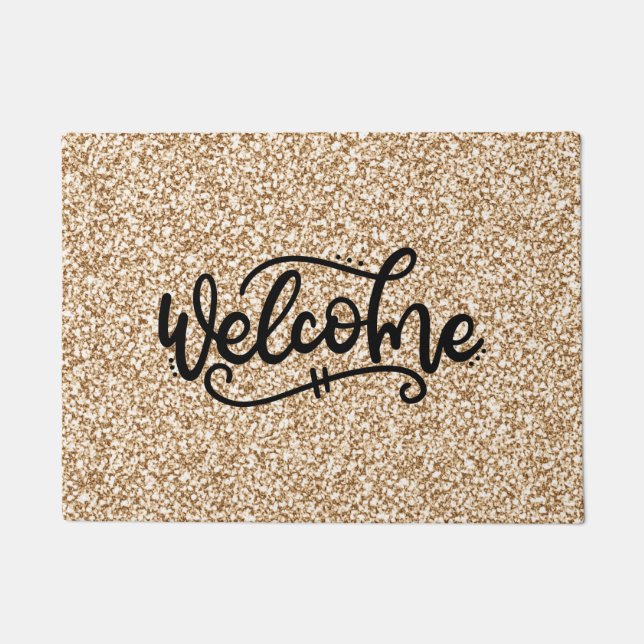 Gold Speckeled Glitter Welcome Doormat (Front)